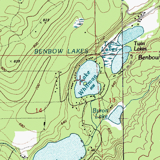 Topographic Map of Lake Whitman, WA