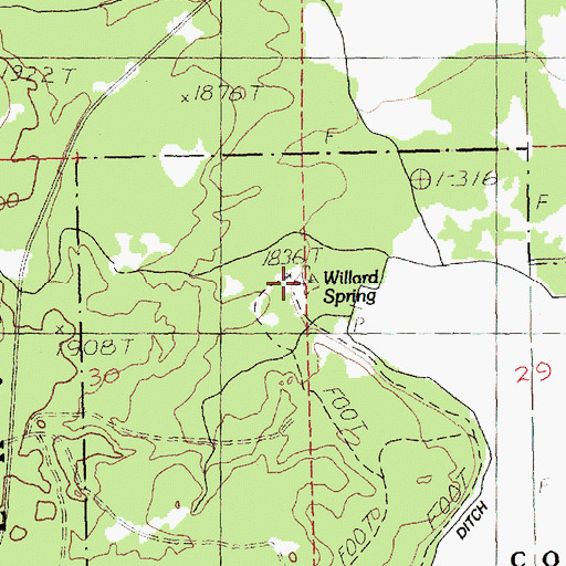 Topographic Map of Willard Spring, WA