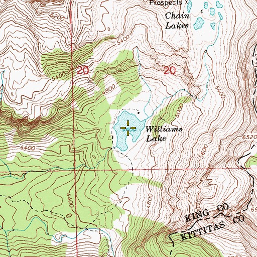 Topographic Map of Williams Lake, WA