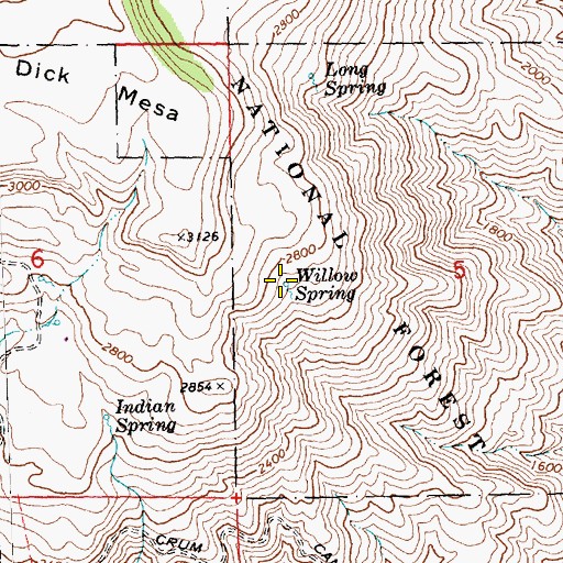 Topographic Map of Willow Spring, WA