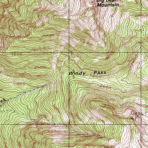 Topographic Map of Windy Pass, WA