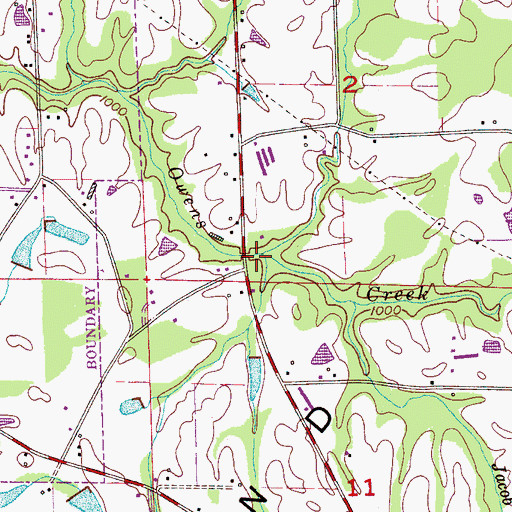 Topographic Map of Owens Creek, AL