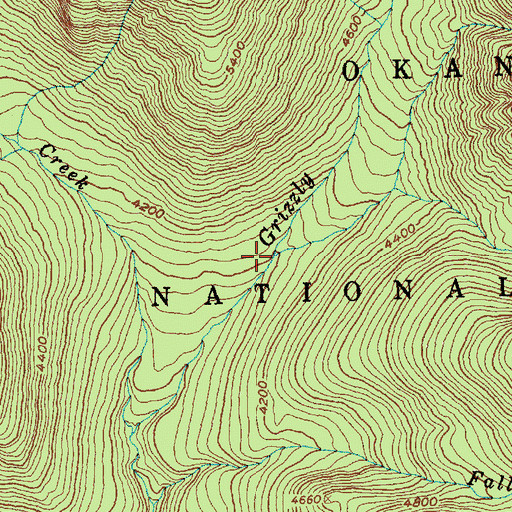 Topographic Map of Woody Creek, WA