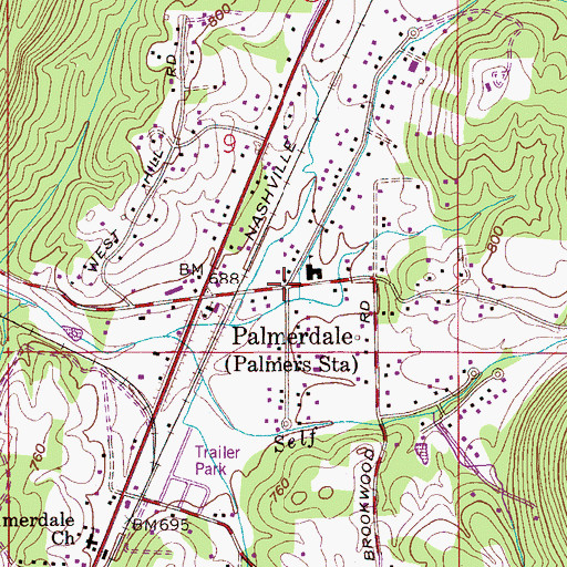 Topographic Map of Palmerdale, AL
