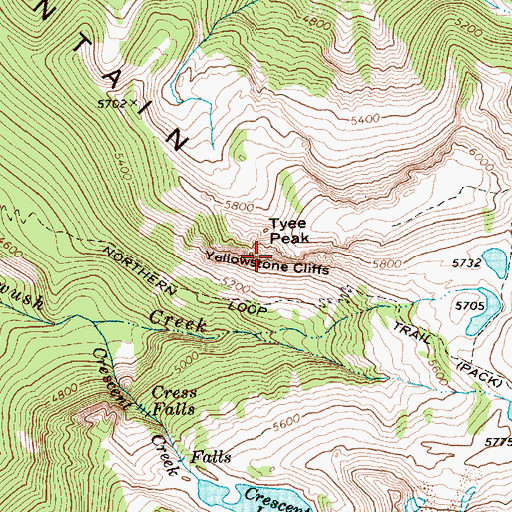 Topographic Map of Yellowstone Cliffs, WA