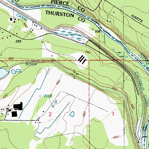 Topographic Map of Yelm Ditch, WA