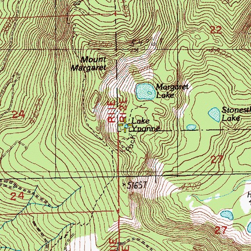 Topographic Map of Lake Yvonne, WA