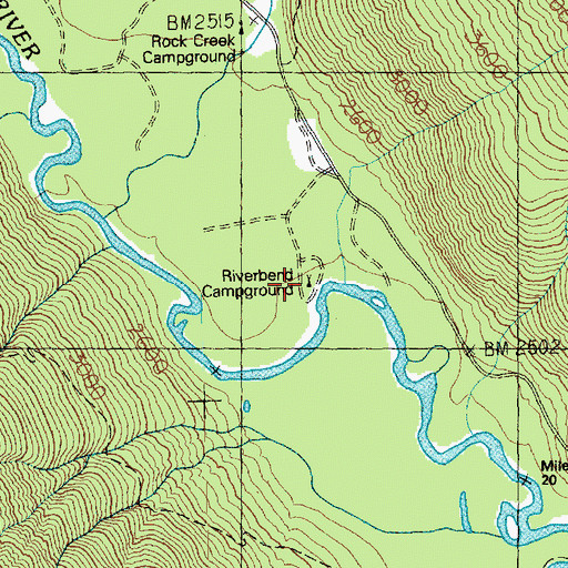 Topographic Map of Riverbend Campground, WA