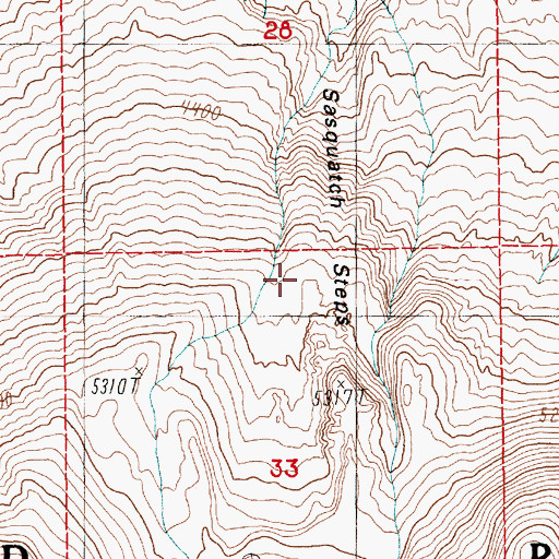 Topographic Map of Sasquatch Steps, WA