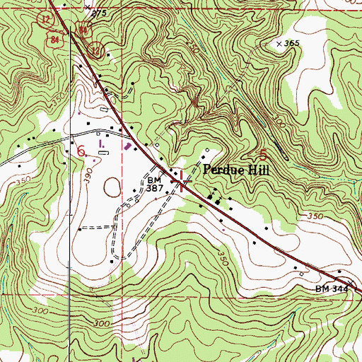 Topographic Map of Perdue Hill, AL