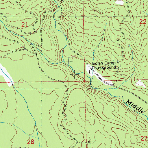Topographic Map of Indian Camp Campground, WA