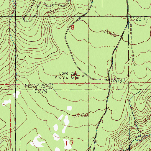 Topographic Map of Lava Cast Picnic Area, WA