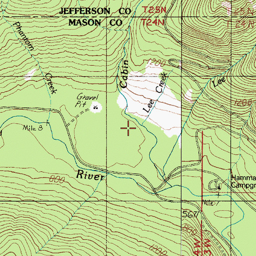 Topographic Map of Lee Creek, WA