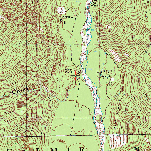 Topographic Map of Pigeon Creek, WA