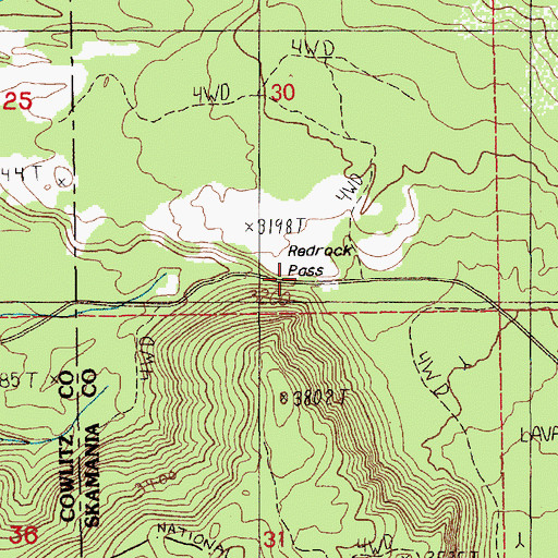 Topographic Map of Redrock Pass, WA