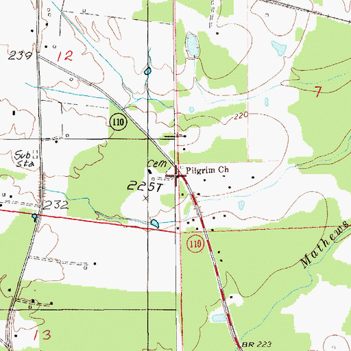 Topographic Map of Pilgrim Church, AL