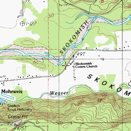 Topographic Map of Skokomish Community Church, WA