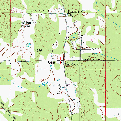 Topographic Map of Pine Grove Church, AL