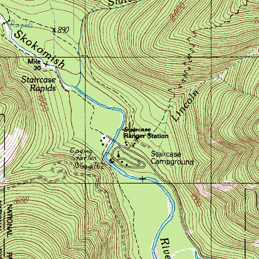 Topographic Map of Staircase Ranger Station, WA
