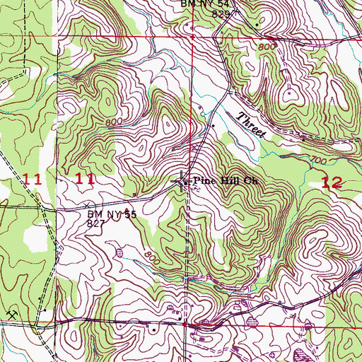 Topographic Map of Pine Hill Church of Christ, AL
