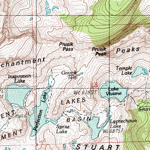 Topographic Map of Lower Enchantment Lakes, WA