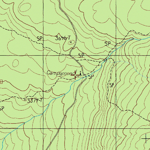 Topographic Map of Falls Creek Horse Camp, WA