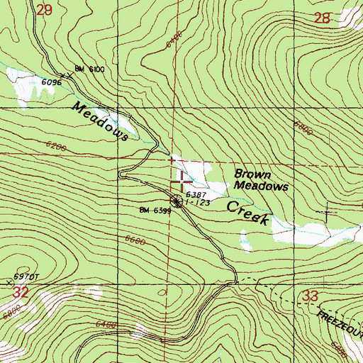 Topographic Map of Brown Meadows, WA