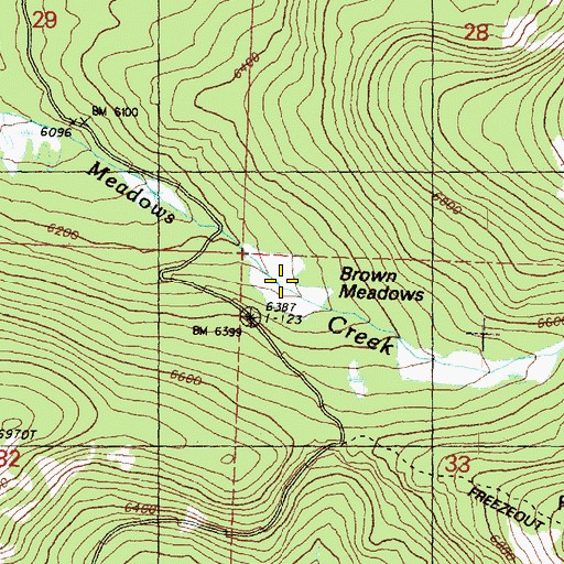Topographic Map of Brown Meadows, WA