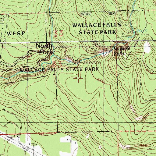 Topographic Map of Wallace Falls State Park, WA
