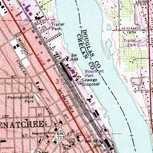 Topographic Map of Riverfront Park, WA
