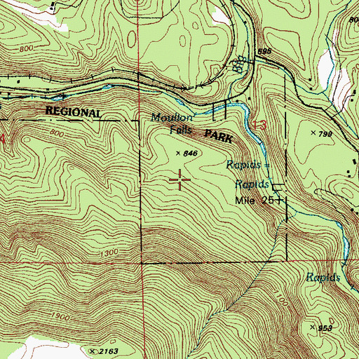Topographic Map of Moulton Falls Park, WA