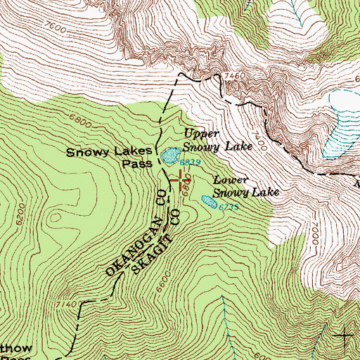Topographic Map of Snowy Lakes, WA