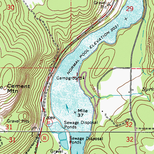 Topographic Map of Edgewater Campground, WA