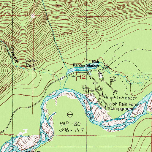 Topographic Map of Hoh Campground, WA