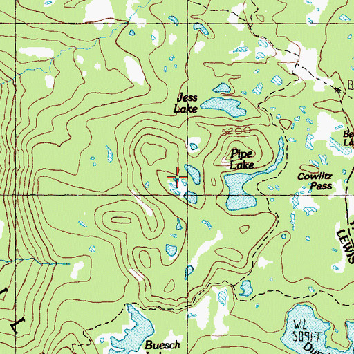 Topographic Map of Deerhead Lake, WA