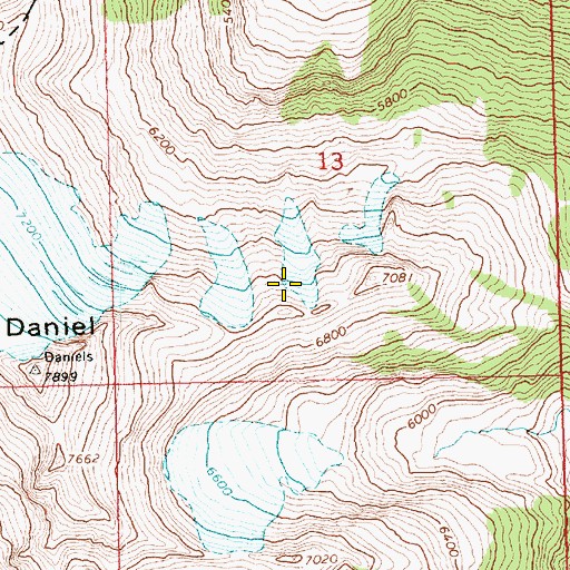 Topographic Map of Alpine Lakes Wilderness, WA