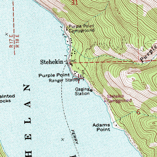 Topographic Map of Stehekin Boat Launch, WA