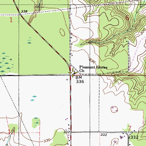 Topographic Map of Pleasant Grove Baptist Church, AL