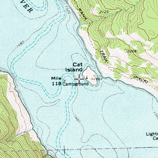 Topographic Map of Cat Island Campground, WA