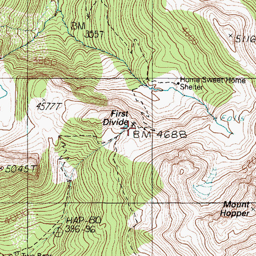 Topographic Map of First Divide, WA