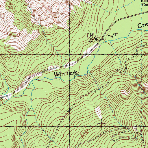 Topographic Map of Cedar Creek Trail, WA
