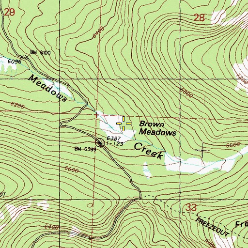 Topographic Map of Brown Meadows, WA