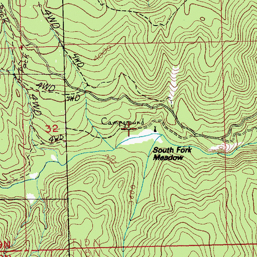Topographic Map of South Fork Meadow Trailhead, WA