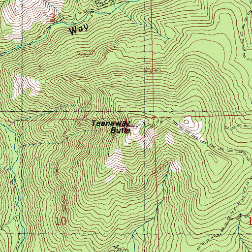 Topographic Map of Teanaway Butte Lookout, WA