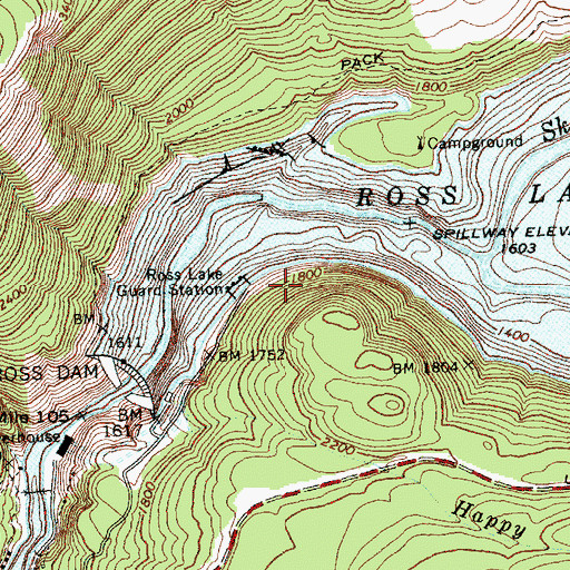 Topographic Map of Ross Dam District Ranger Office, WA