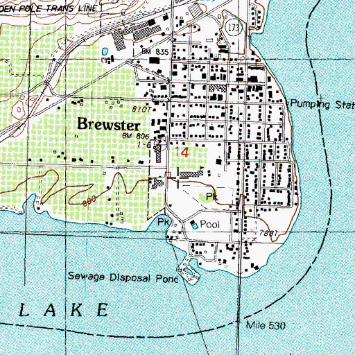 Topographic Map of Brewster Elementary and Junior High School, WA