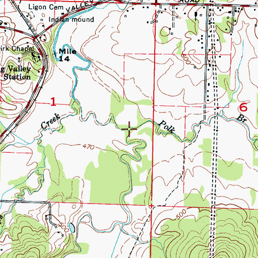 Topographic Map of Polk Branch, AL