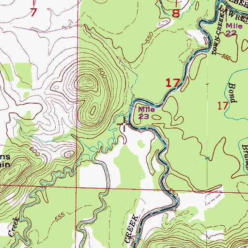 Topographic Map of Poplar Creek, AL