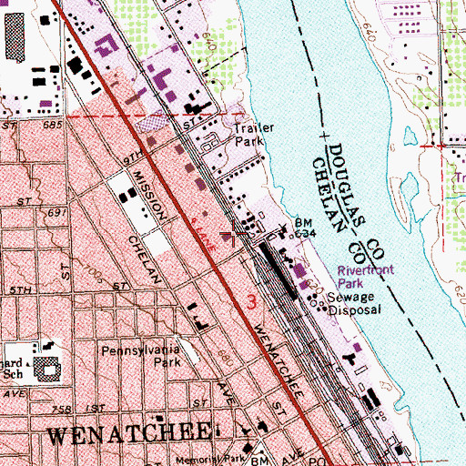 Topographic Map of Zitting Shopping Center, WA