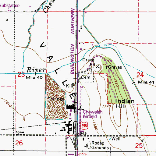 Topographic Map of Chewelah Memorial Park, WA